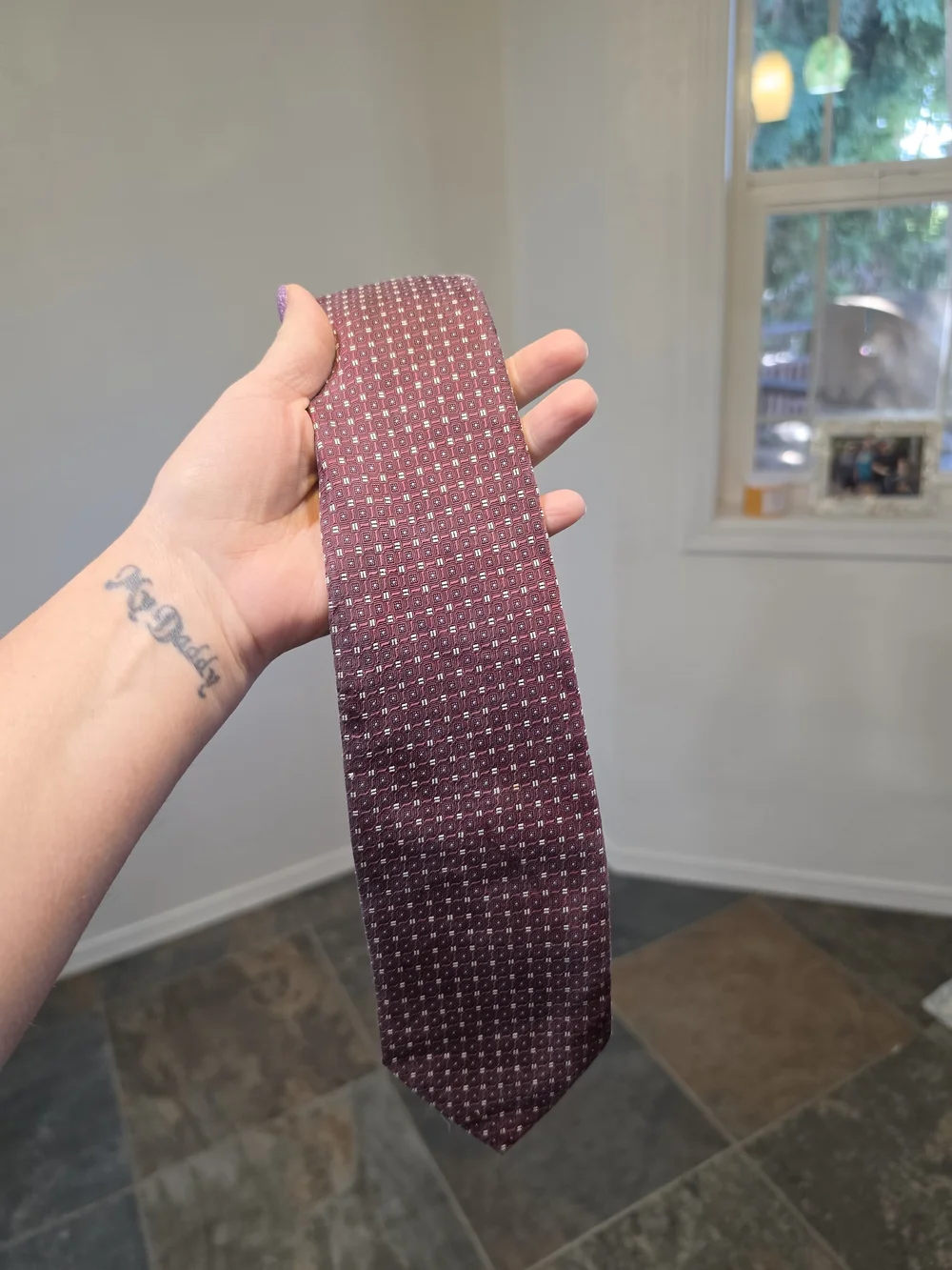Burberry London Red Geometric Silk Tie Necktie Luxury